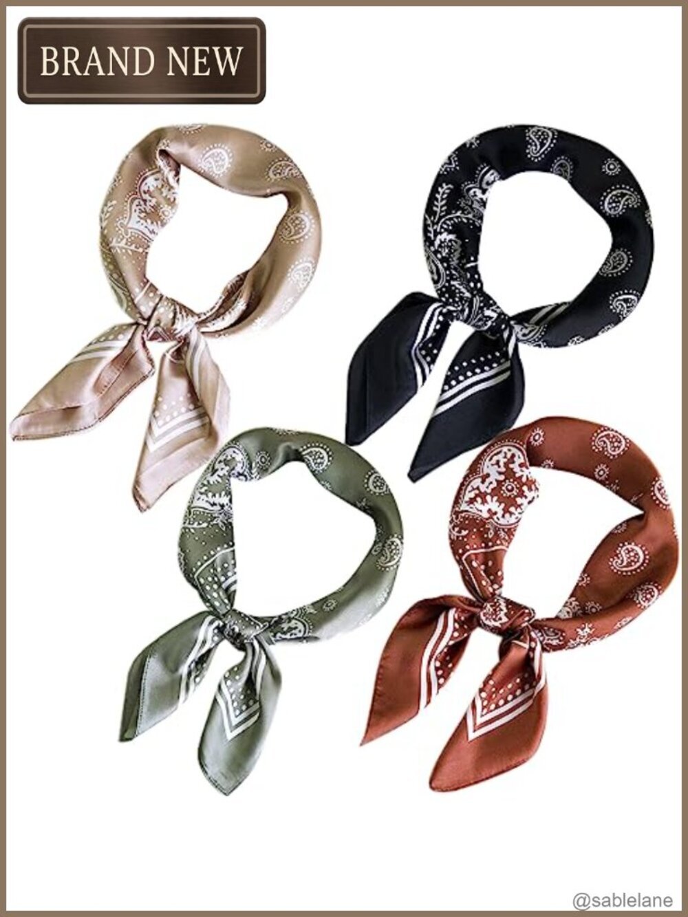 Silk Feeling Satin Square Scarf Hair Wrap Bandana Neck Scarf for Women